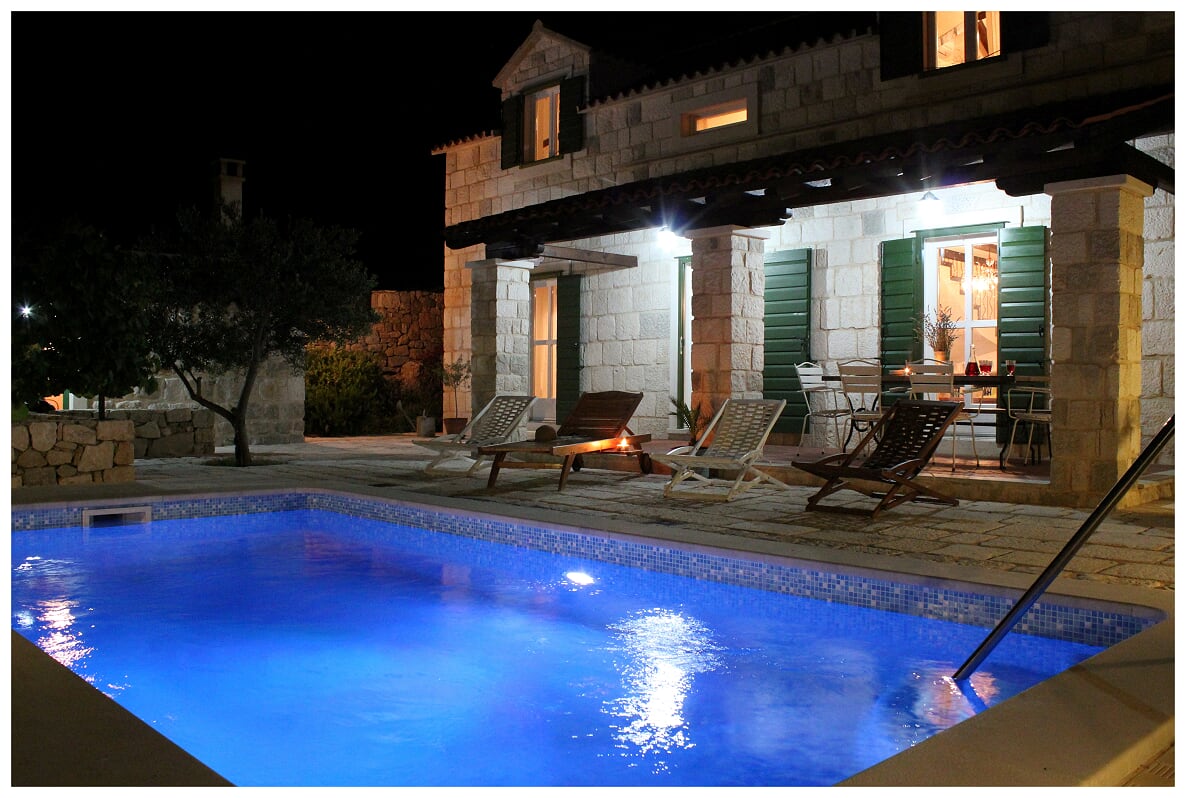 Heated pool at night